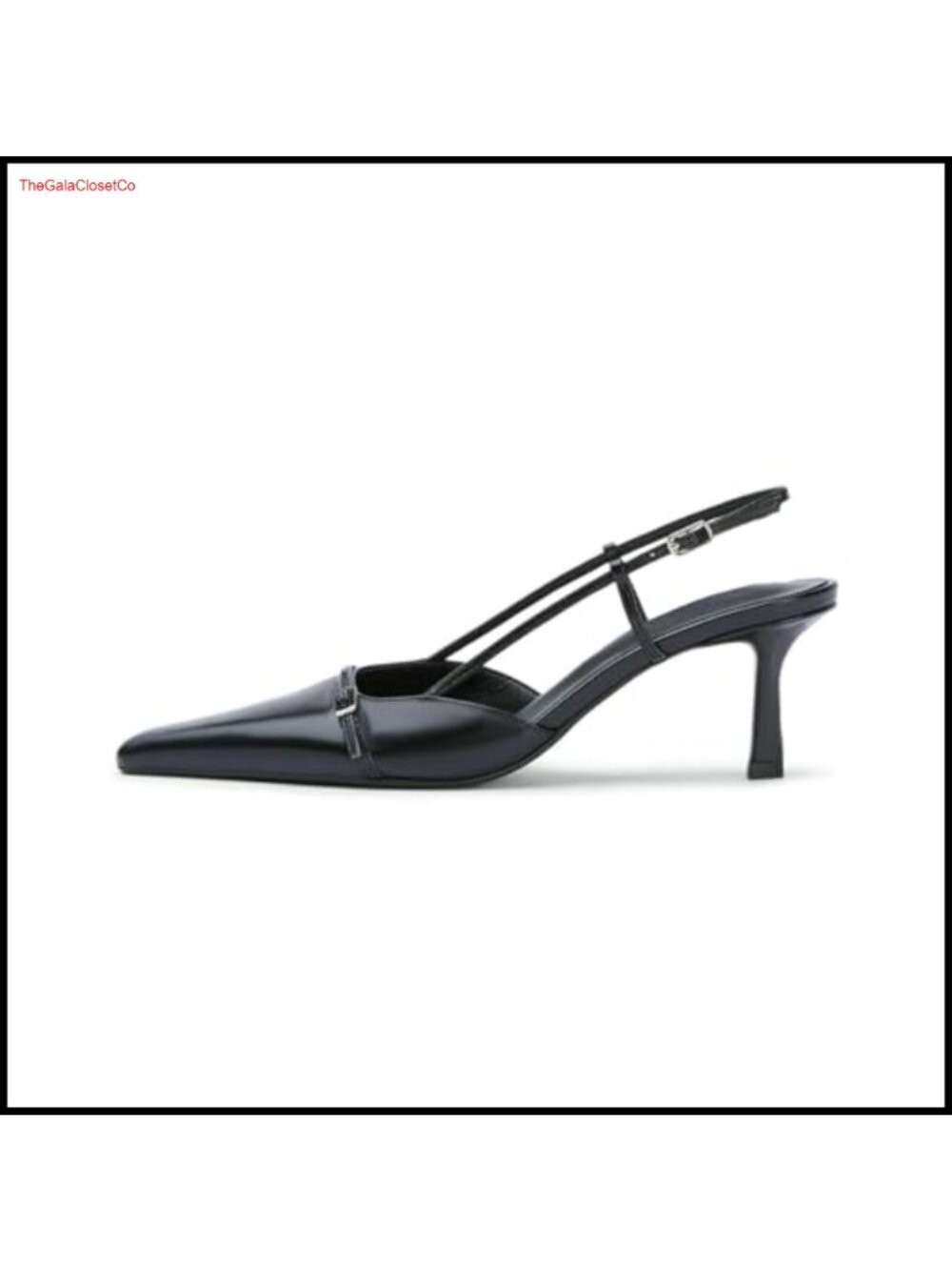 Kitten Heel Slingback Pumps Faux Leather Pointed Toe Bow Dress Heels